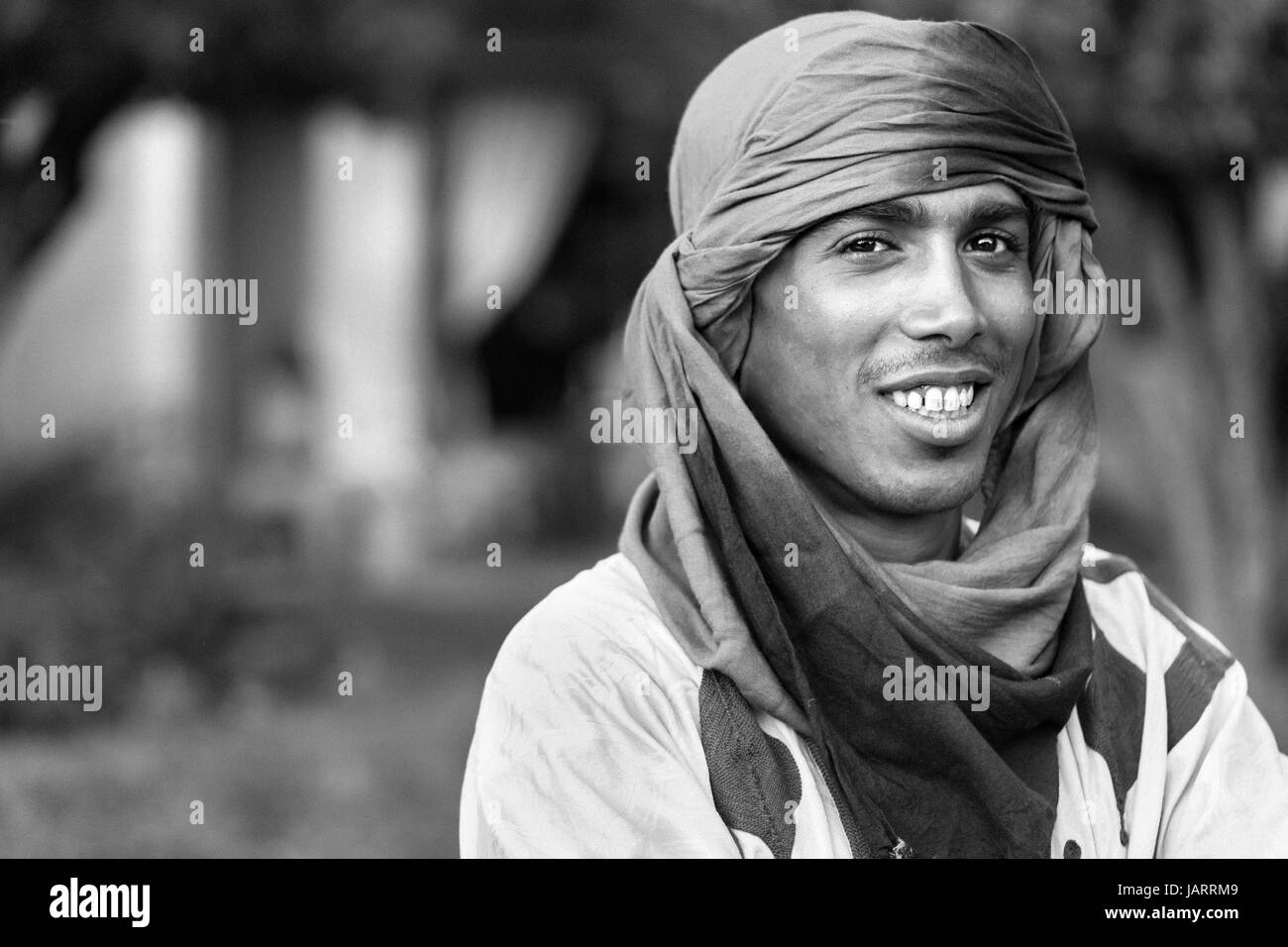 Portrait of a camel driver in Marrakech, Morocco Stock Photo