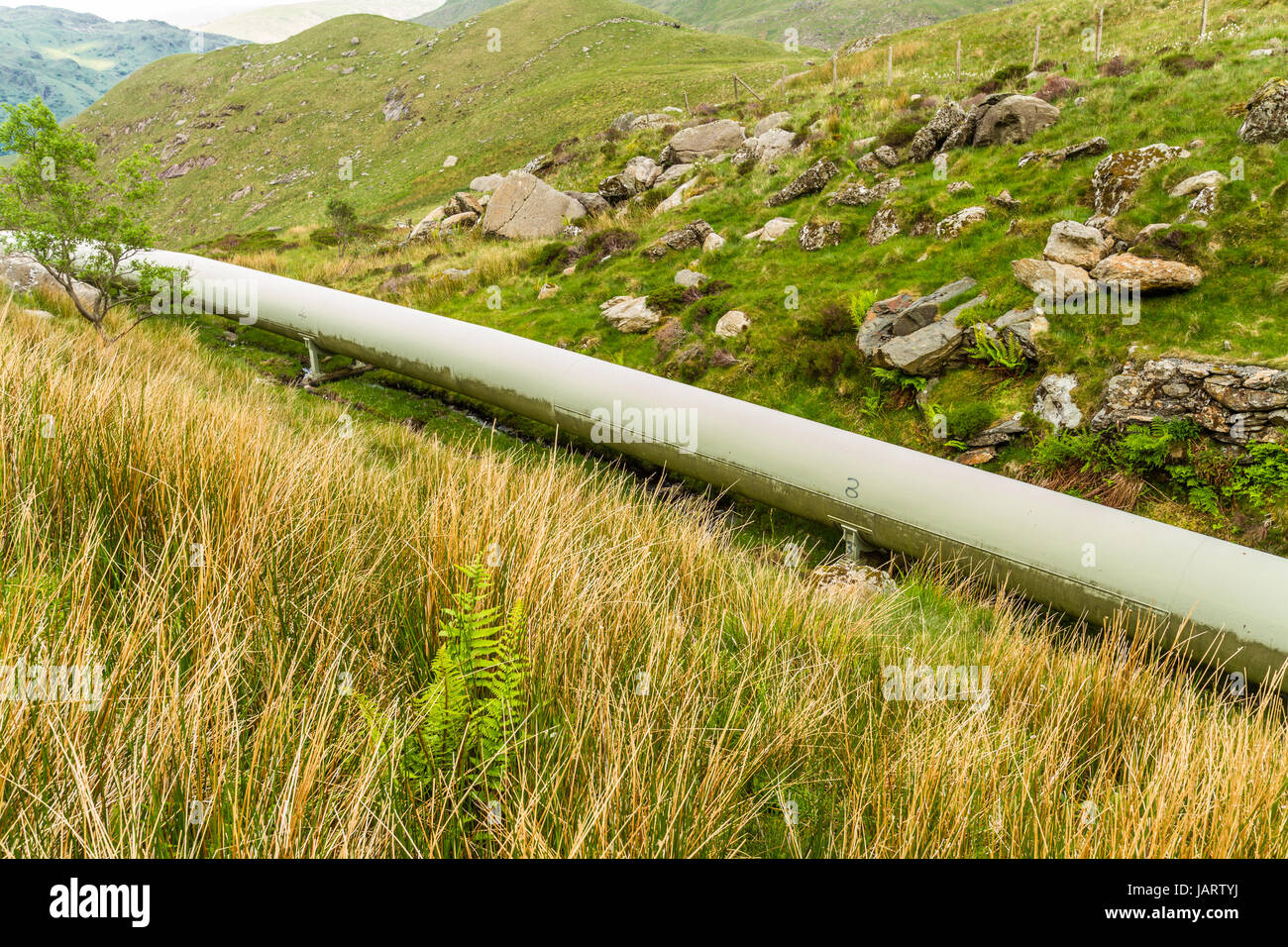 Water pipe from lake Llyn Llydaw on Snowdon to Cwm Dyli hydroelectric