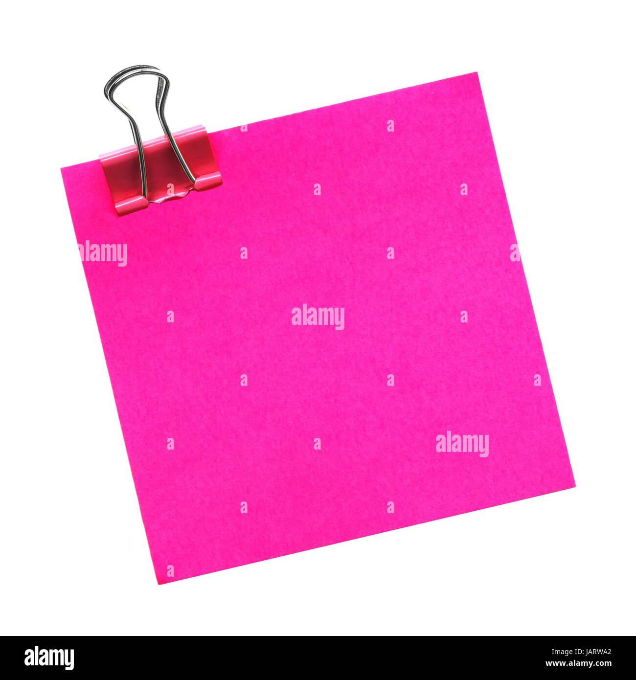Blank pink sticky note paper clip isolated a white background Photo - Alamy