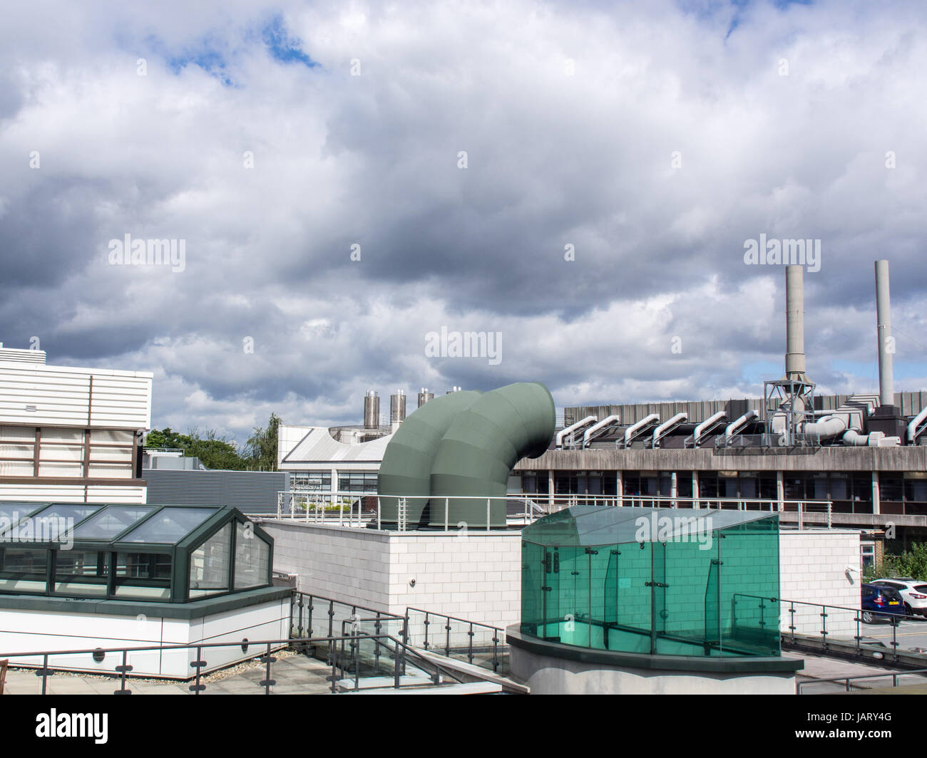 Industrial buildings at the back of the Royal Marsden Hospital in Sutton, London Stock Photo Alamy