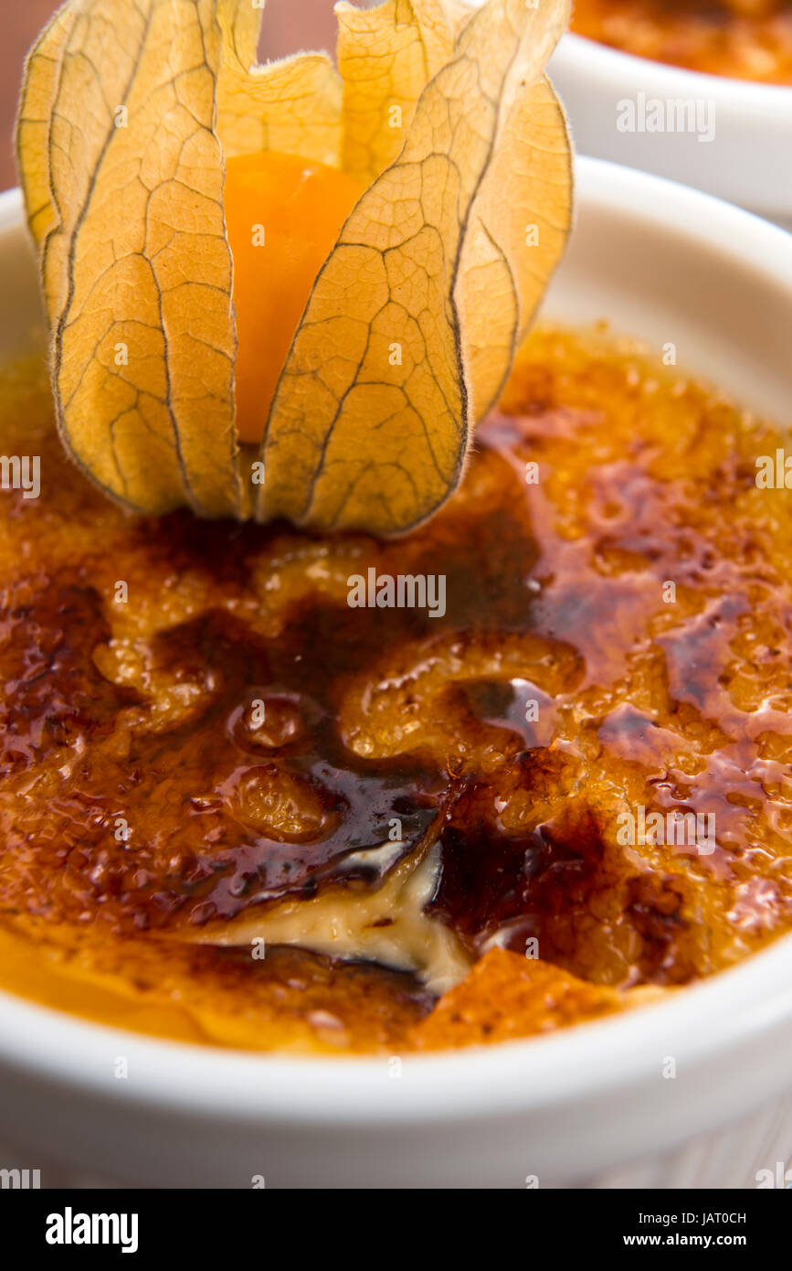 French dessert cream brulee, burnt cream Stock Photo Alamy