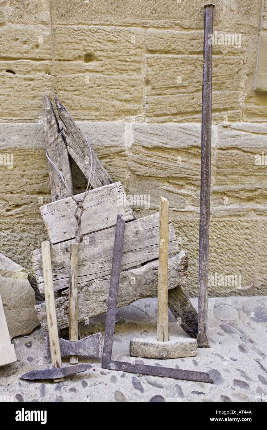 Old stonemason tools iron and metal work objects Stock Photo Alamy