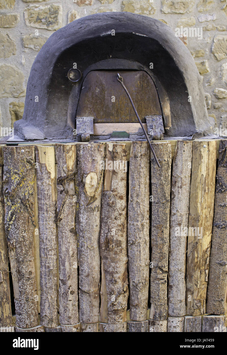 Metal and wood oven medieval and ancient history and real estate Stock Photo