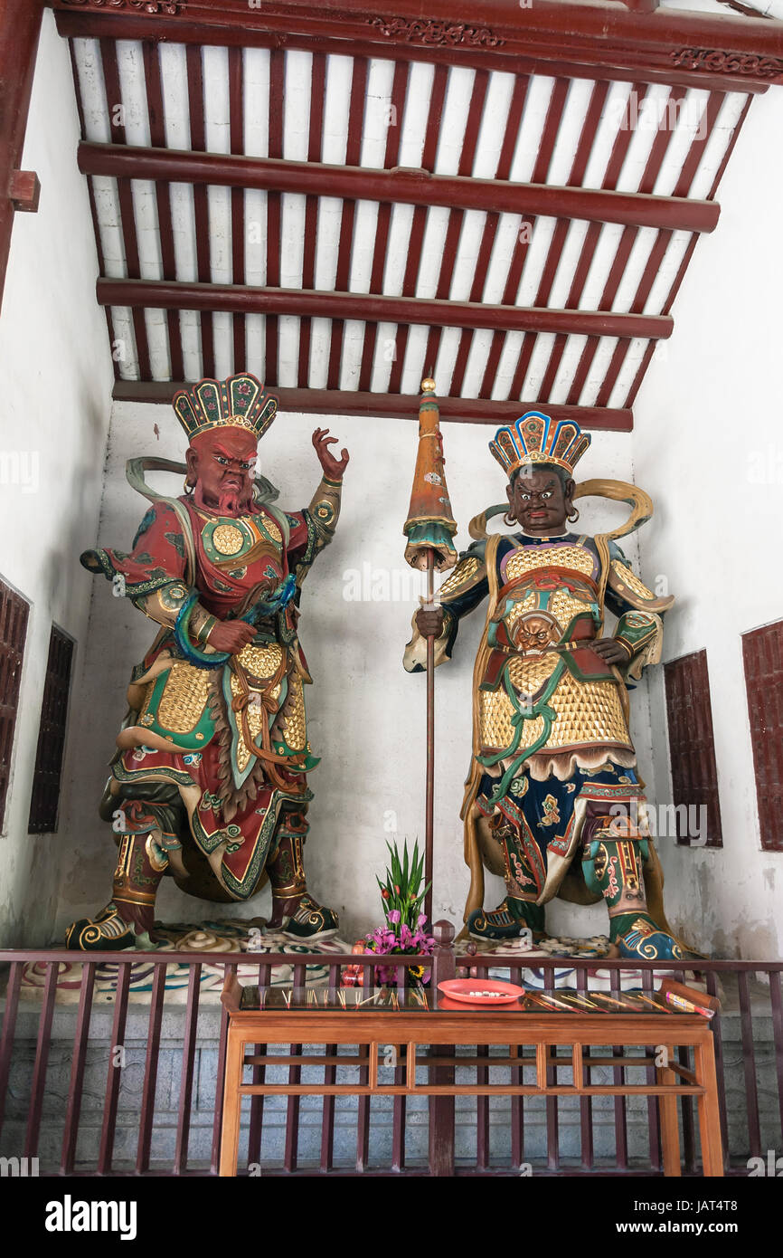 GUANGZHOU, CHINA - APRIL 1, 2017: gods statues in court of Guangxiao Temple (Bright Obedience, Bright Filial Piety Temple). This is is one of the olde Stock Photo