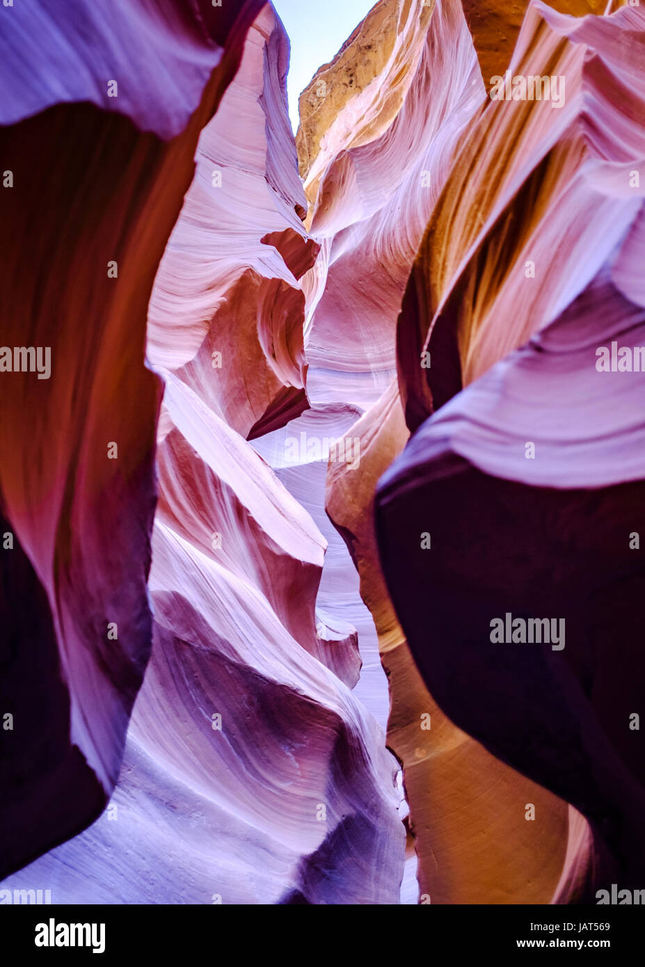 Winter light effects at the Antelope Canyon, Arizona, USA. Eroded sandstone formation. Stock Photo
