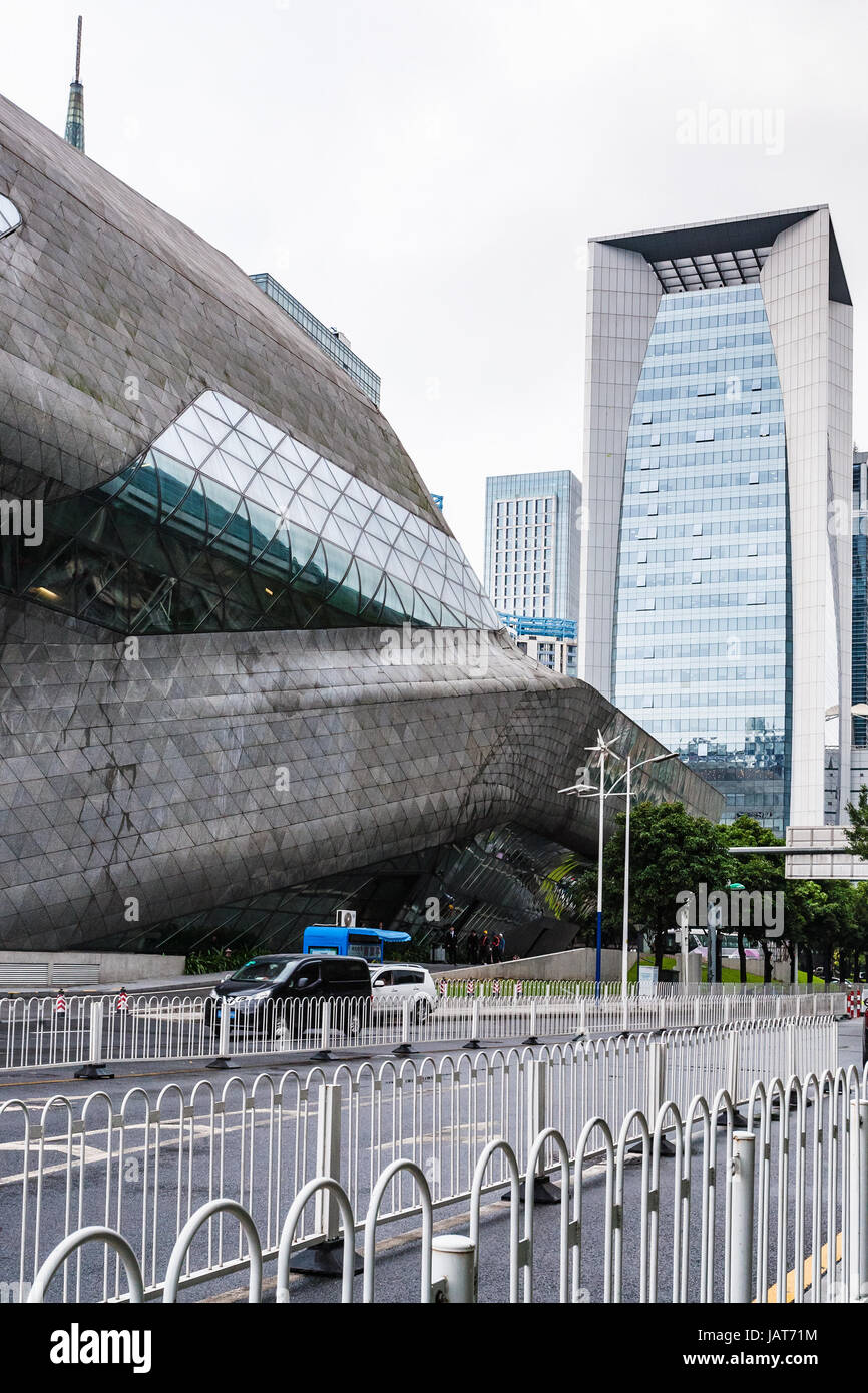 GUANGZHOU, CHINA MARCH 31, 2017 wall of Opera House and highrise