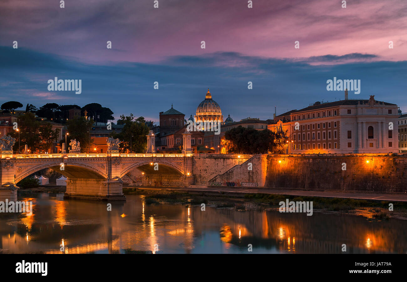 sunset over the Vatican during blue hour and as always sky doesn't disappoint Stock Photo