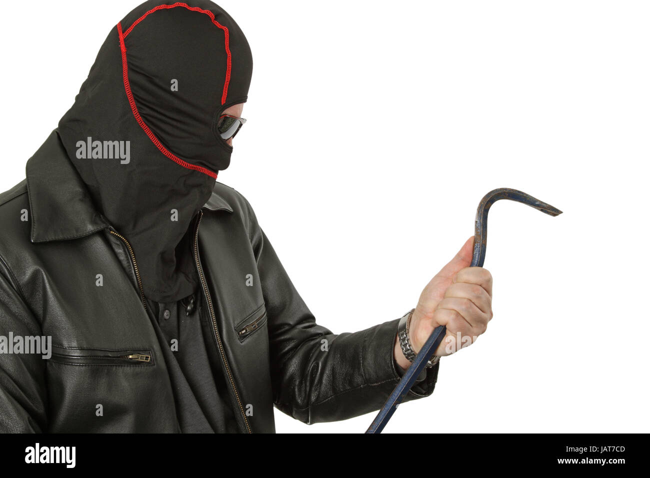 Criminal theme gangster with a chisel studio isolated Stock Photo Alamy