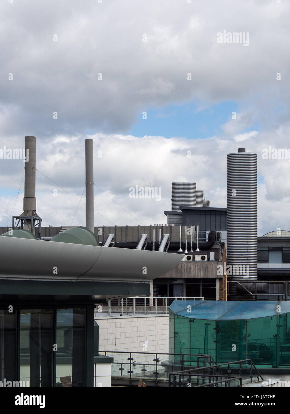 Industrial buildings at the back of the Royal Marsden Hospital in Sutton, London. Stock Photo