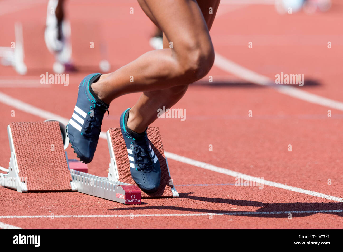 competing in the women's 400m Hurdles at the 2016 Diamond League