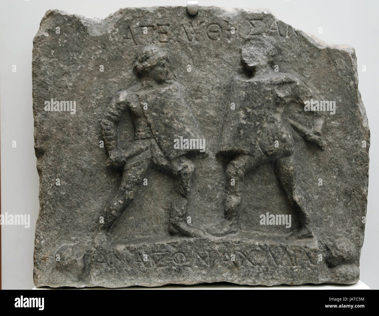Female gladiators. Roman 1st-2nd centuries AD. From Halikarnassos, Turkey. Two women fighters, Amazon amdn Achilia. British Museum. London. UK, Stock Photo