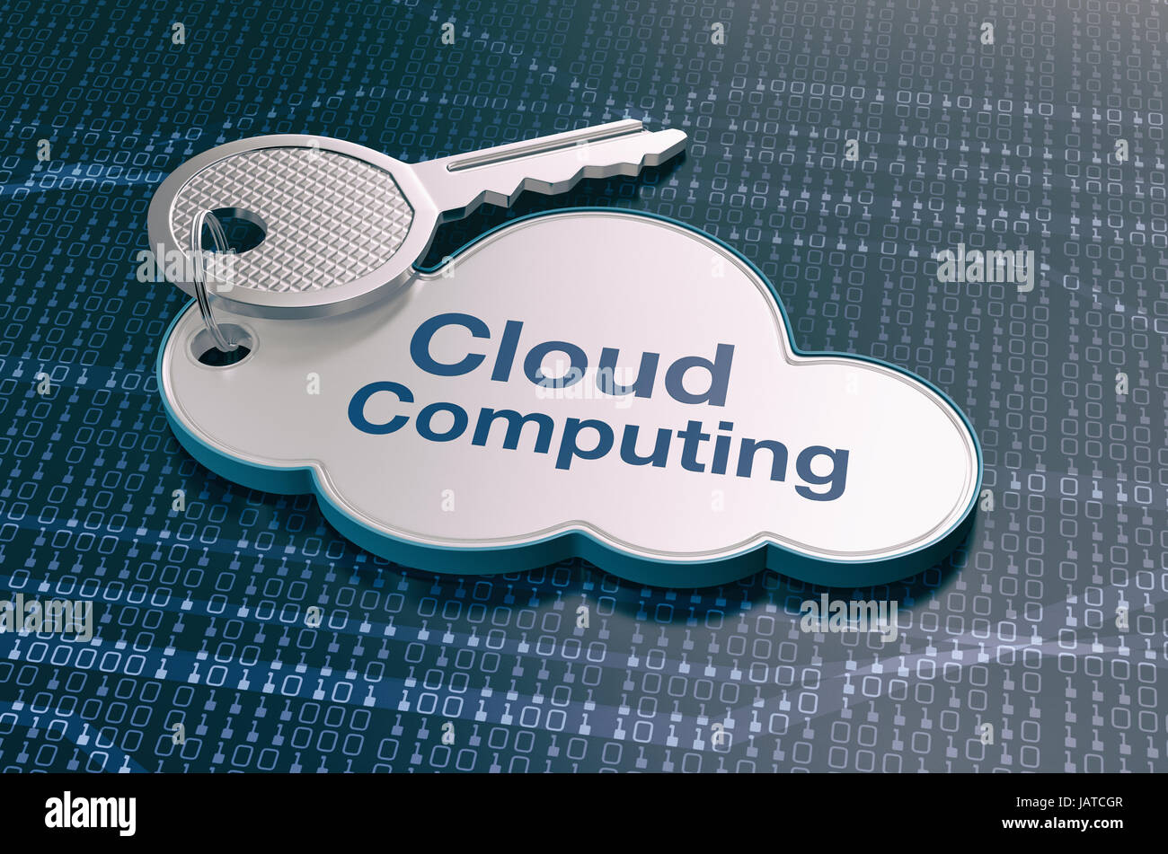 one cloud with a key, concept of computer, web, network (3d render) Stock Photo