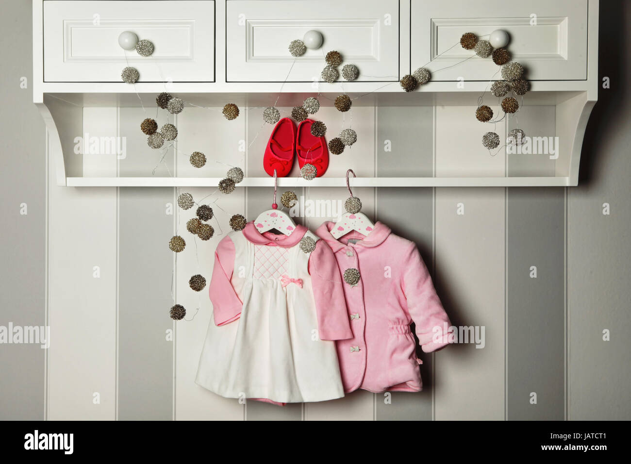 Baby clothes, concept of child fashion. Flat lay children's