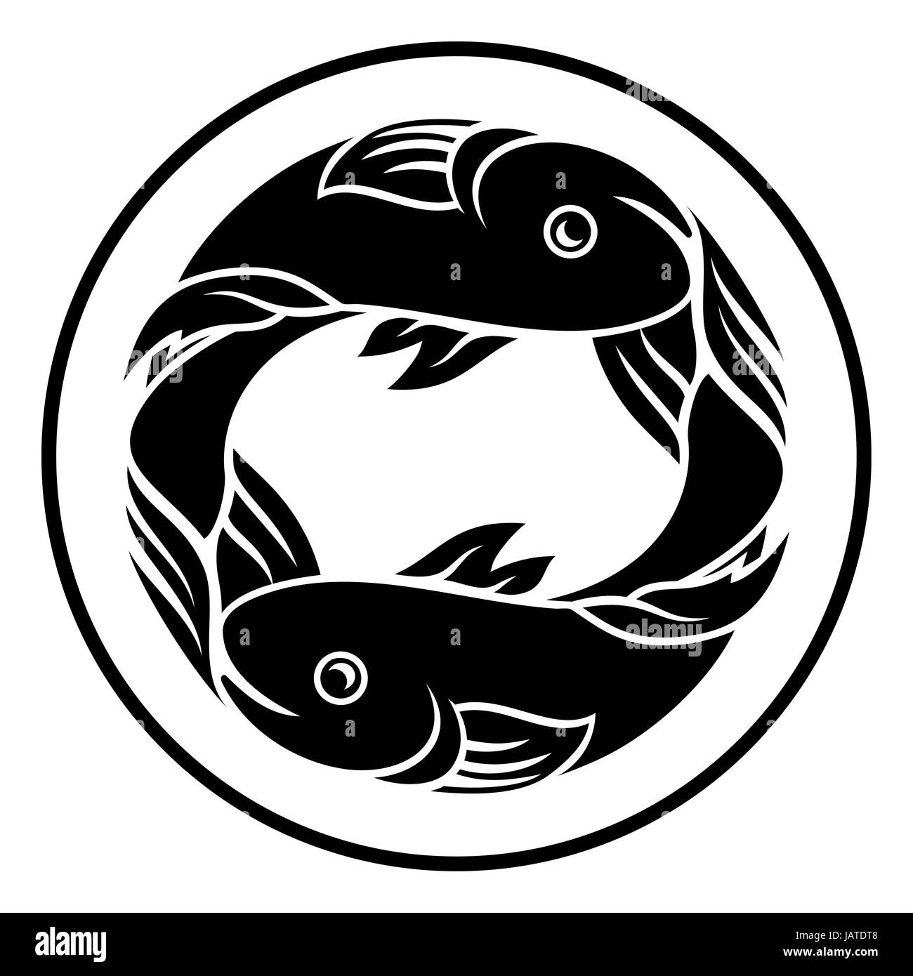 Astrology horoscope zodiac signs, circular Pisces fish symbol Stock Photo