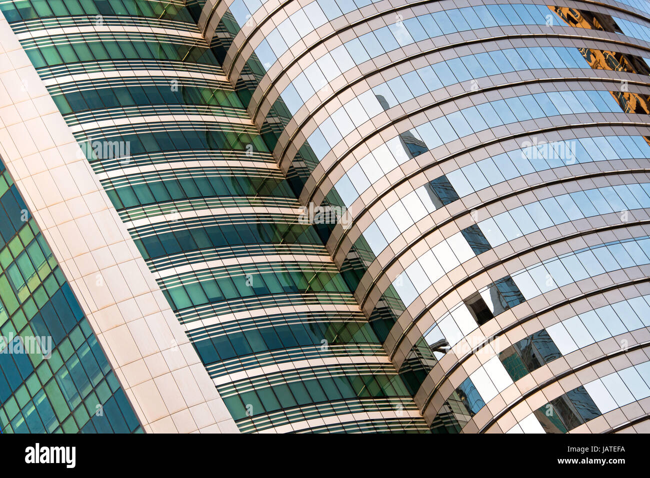 Abstract of modern skyscraper windows in Dubai, UAE Stock Photo
