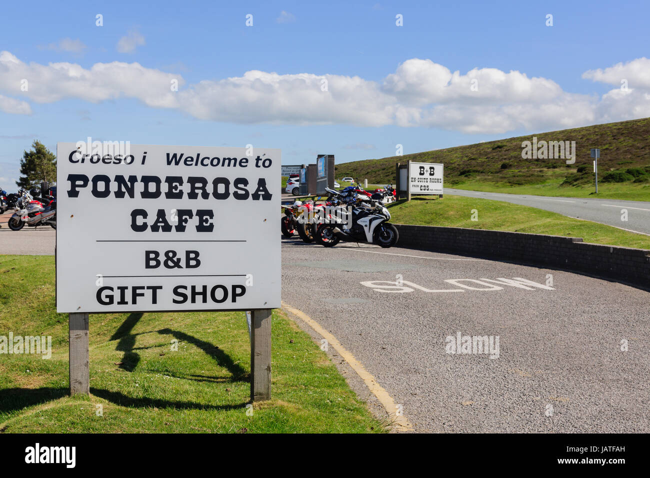 The Ponderosa Cafe and gift shop on Horseshoe Pass in Llantysilio above Llangollen  North Wales Stock Photo