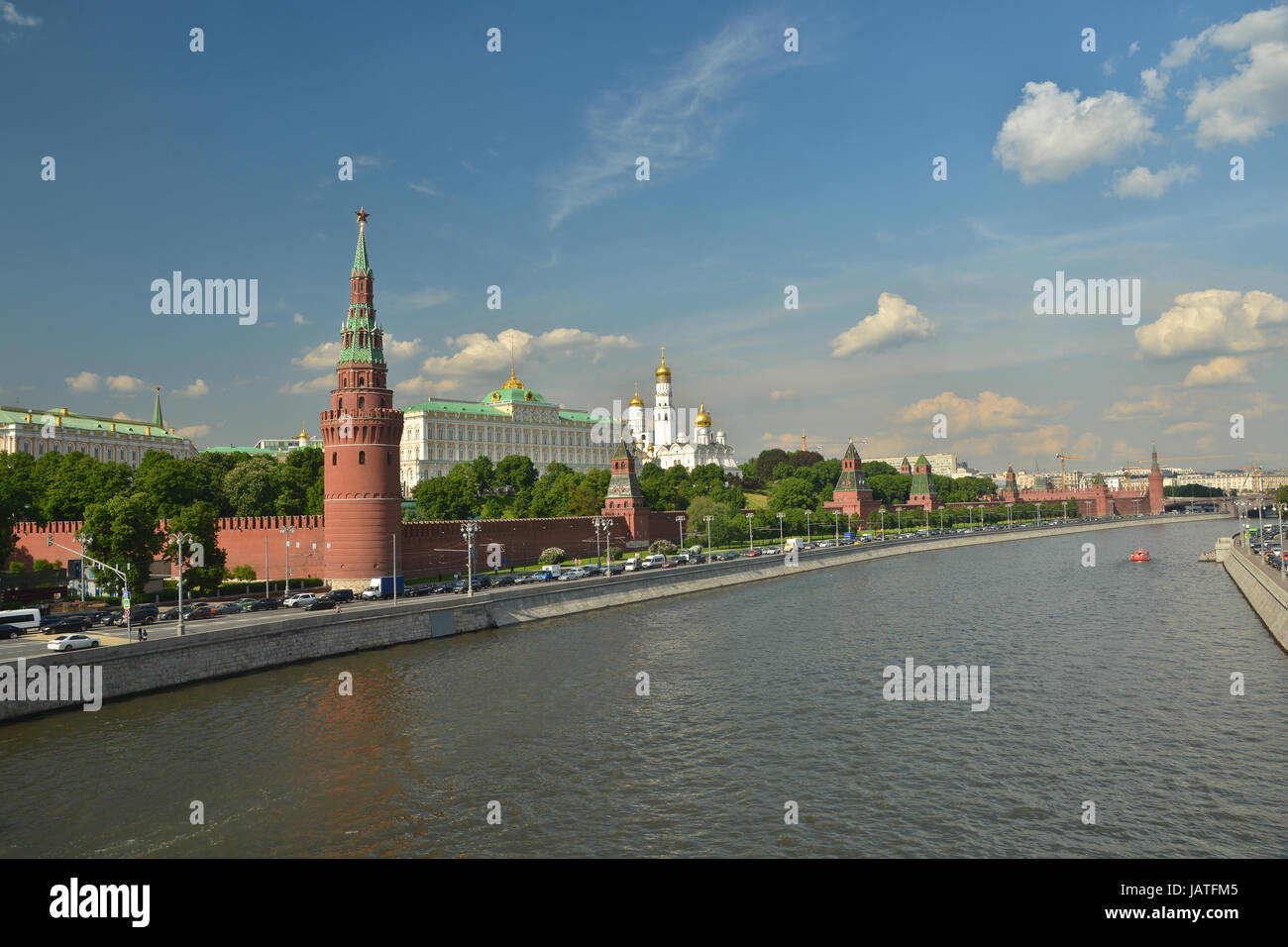 Moscow river and the Moscow Kremlin. City landscape of the Russian capital. Stock Photo