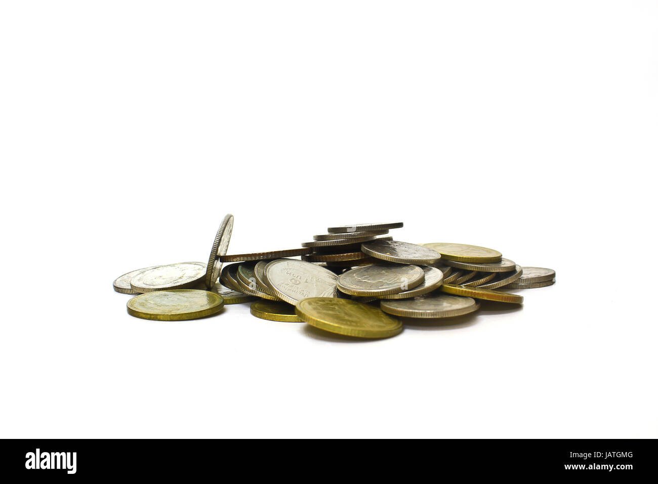 stack of coins isolated on a white background Stock Photo - Alamy