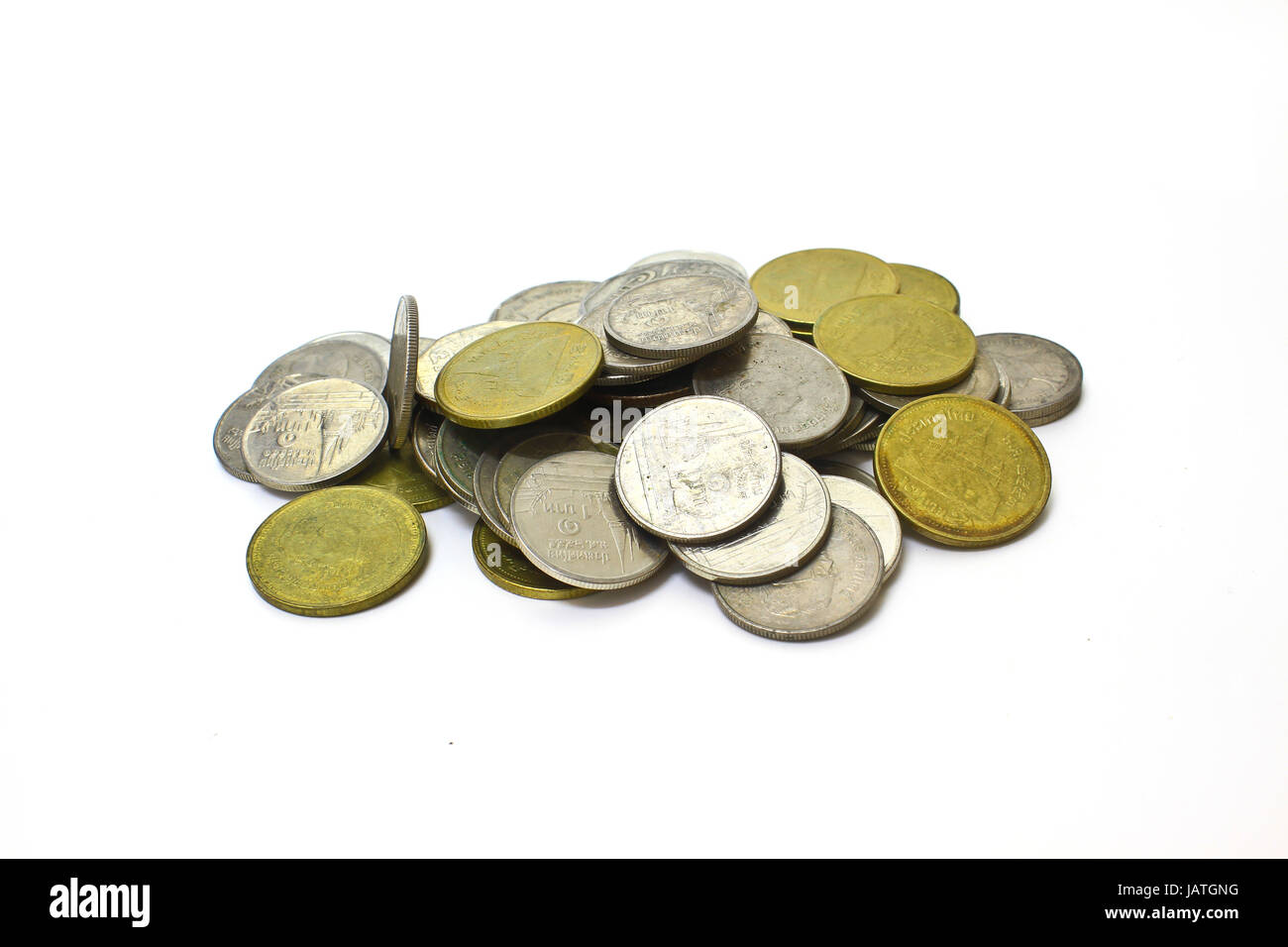stack of coins isolated on a white background Stock Photo - Alamy