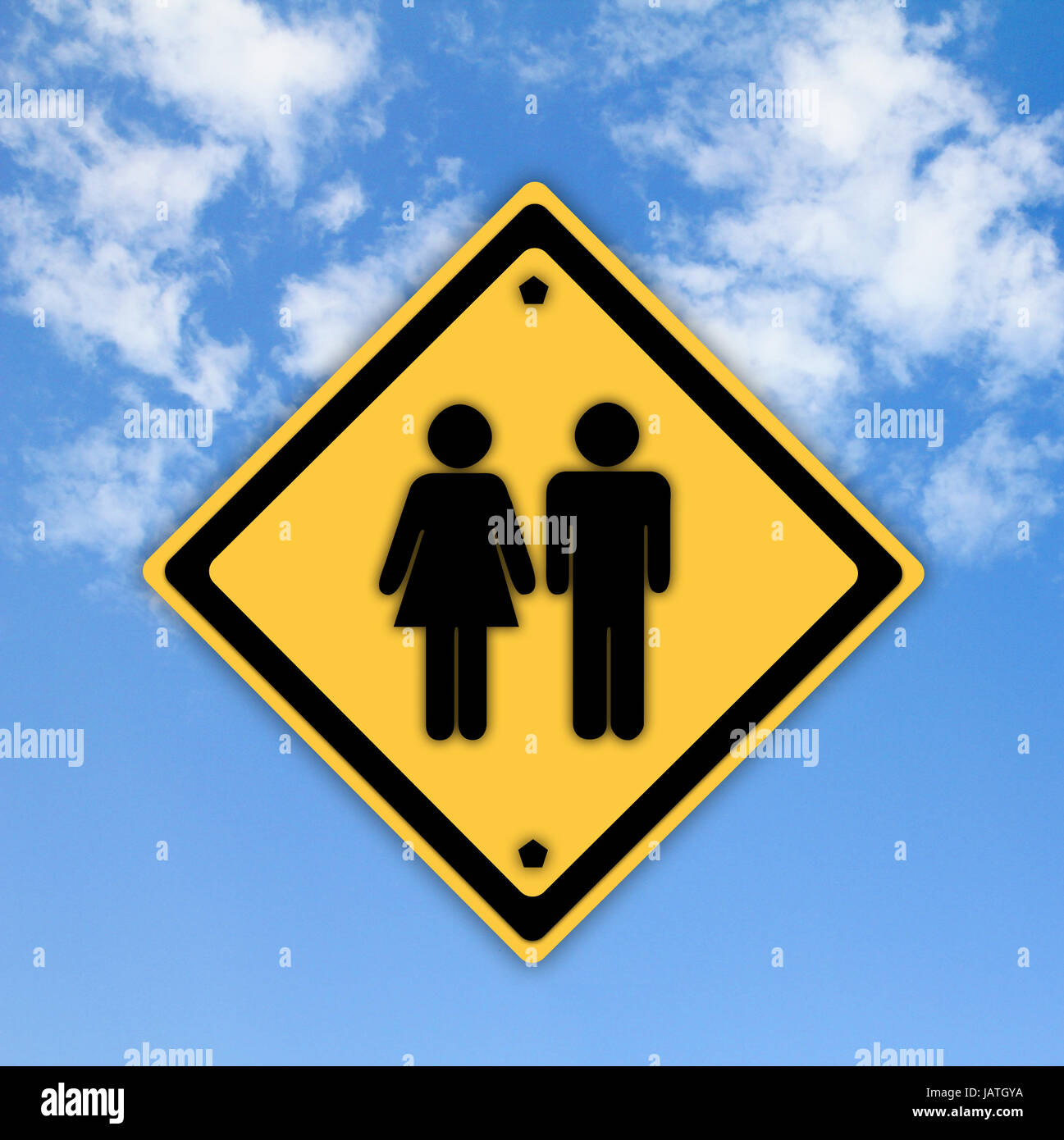 Man and women sign on beautiful sky background Stock Photo - Alamy