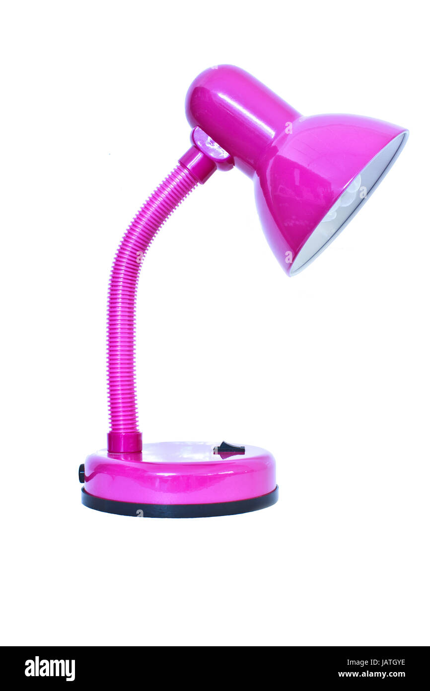 pink table lamp isolated on a white background Stock Photo