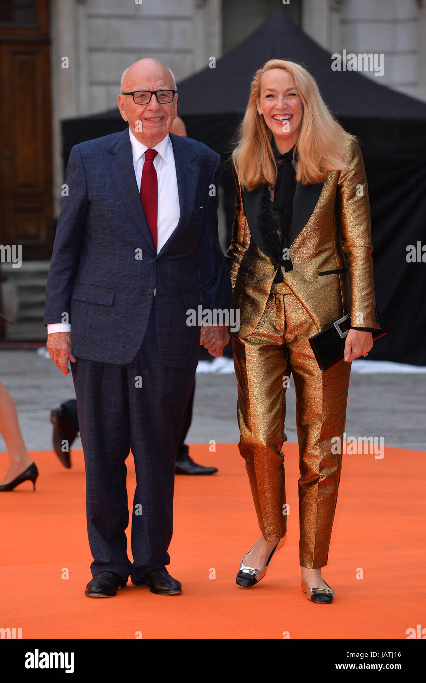 Rupert Murdoch and wife Jerry Hall arriving for Royal Academy of Arts