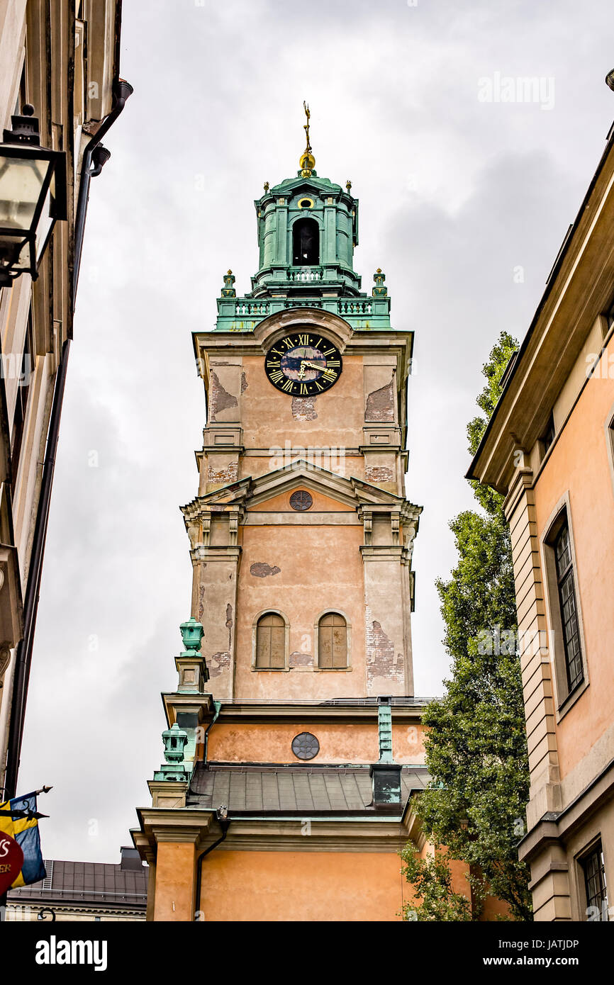 clock tower in stockholm Stock Photo Alamy