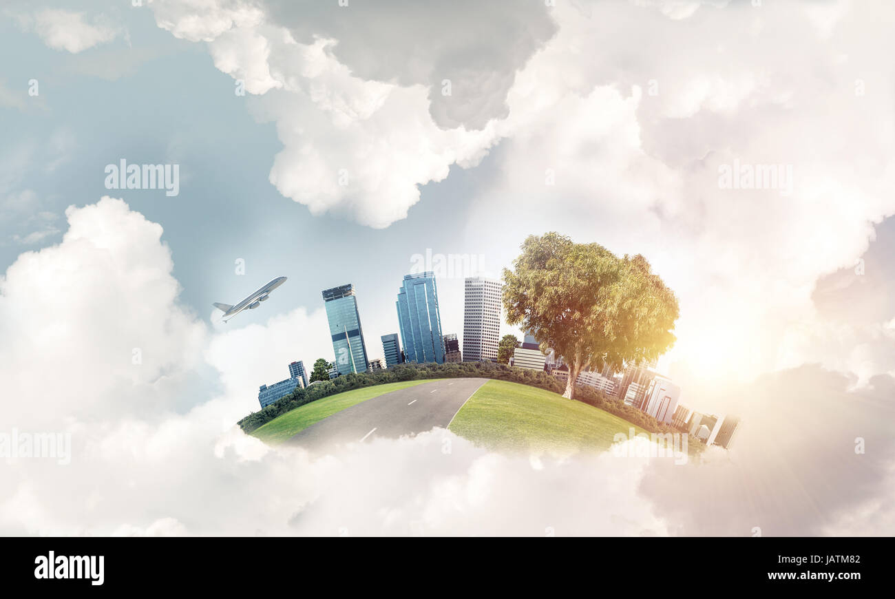 Concept of eco green life as elegant business center on white cl Stock ...