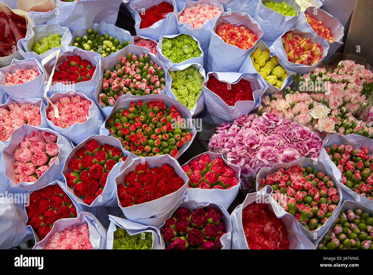Cut flowers at Hong Kong Flower market, Mong Kok, Kowloon, Hong Kong