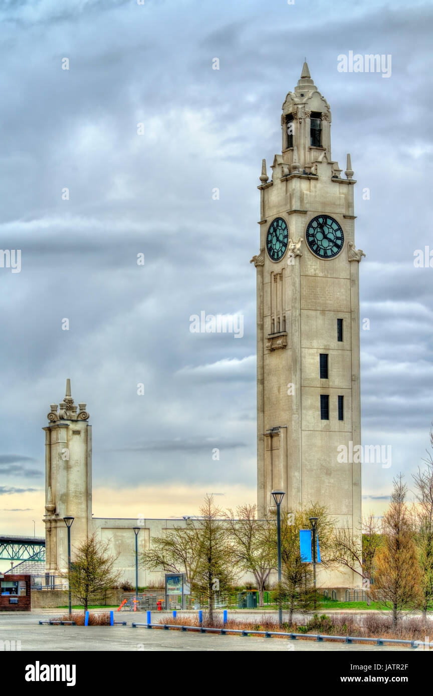 View of Montreal Clock Tower in the Old Port Canada Stock Photo Alamy