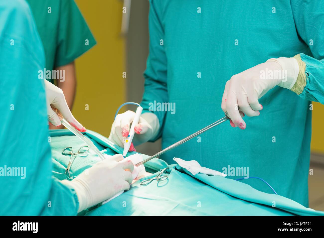 Close up of a surgeon using a surgical scissors Stock Photo Alamy
