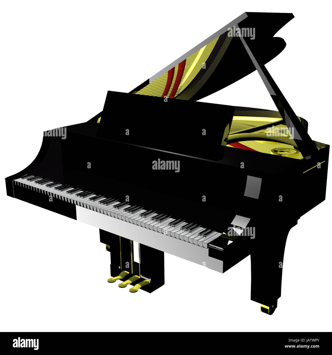 Grand piano with closed lid isolated over white, 3D render Stock ...