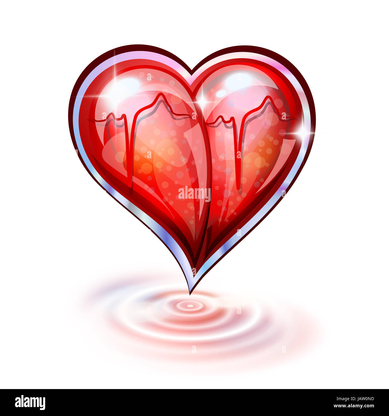Heart of glass and ripples on white Stock Photo Alamy