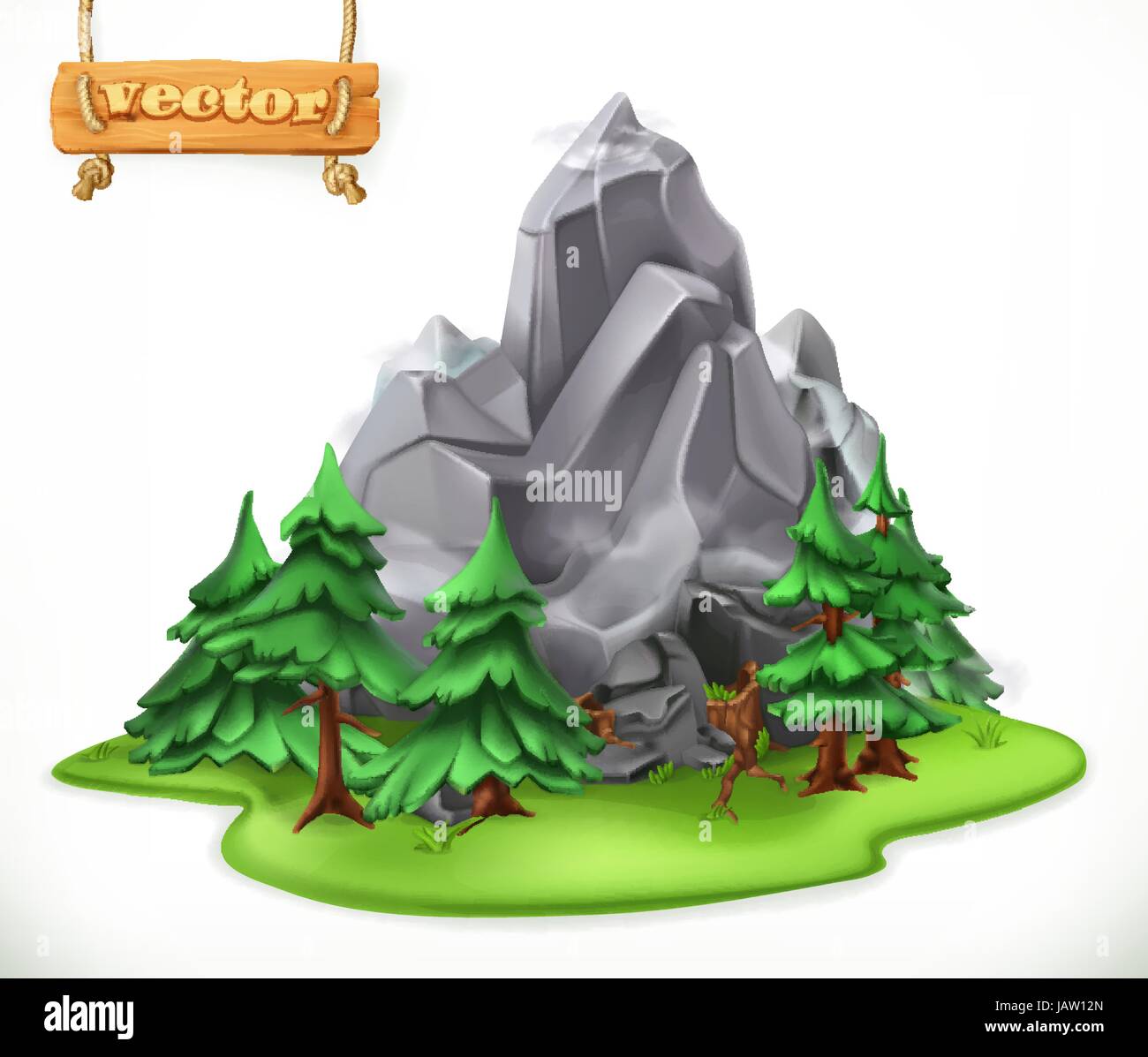 Forest and mountain. Camping 3d vector icon Stock Vector Image & Art ...