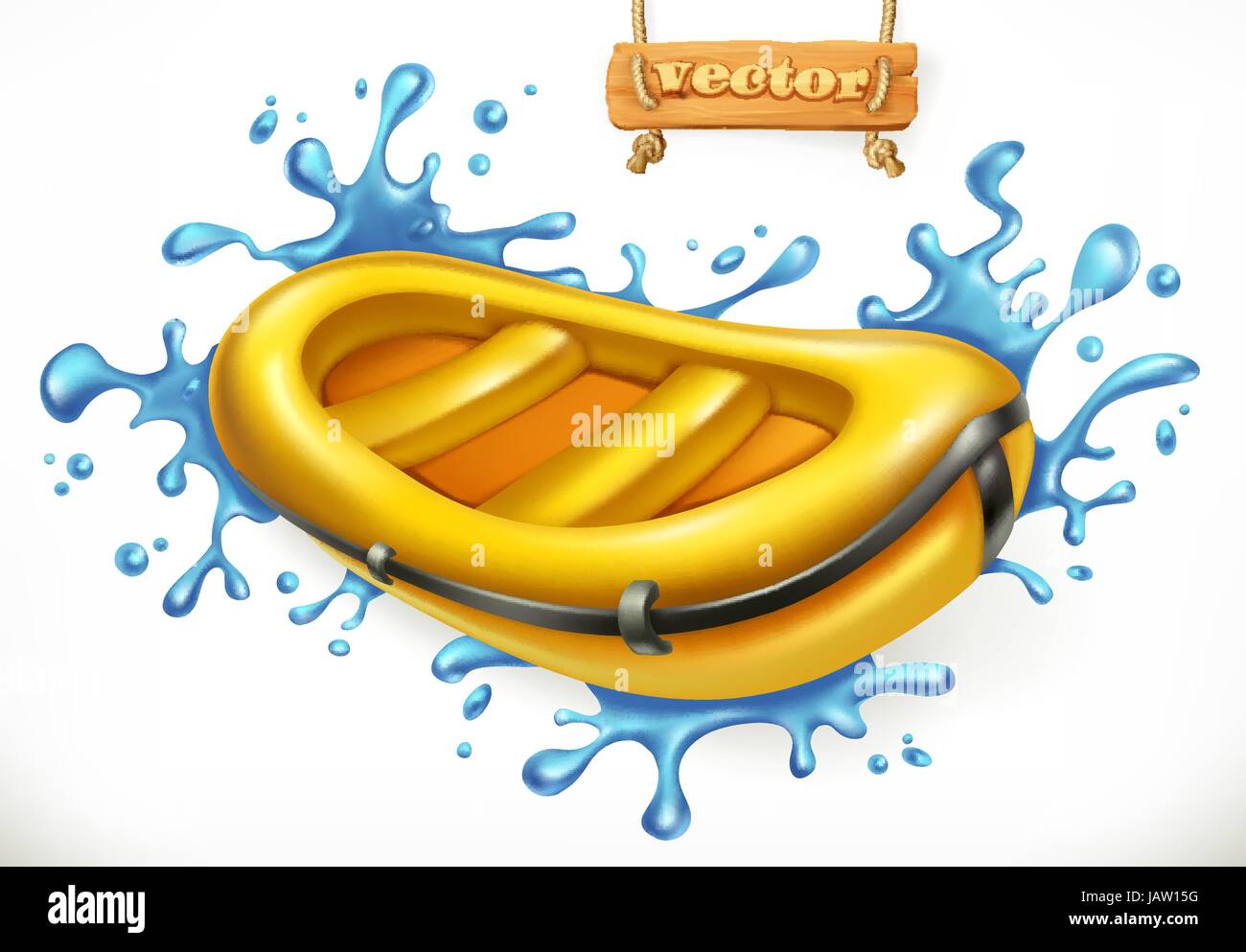Inflatable boat. White water rafting, 3d vector icon Stock Vector Image ...