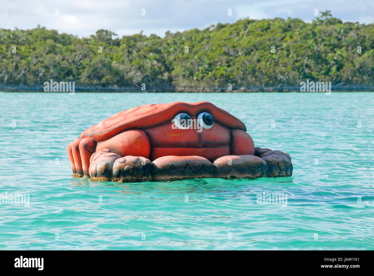 Crab-shaped bouy, Bonefish Bay, Half Moon Cay, Bahamas Stock Photo