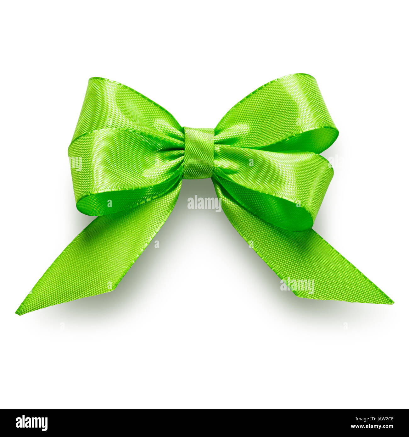 Green ribbon bow isolated on white background clipping path included