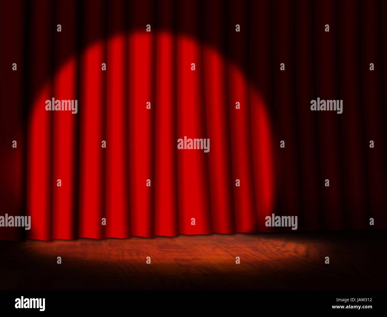 Empty Stage with Red Curtains and Spotlight Stock Photo - Alamy