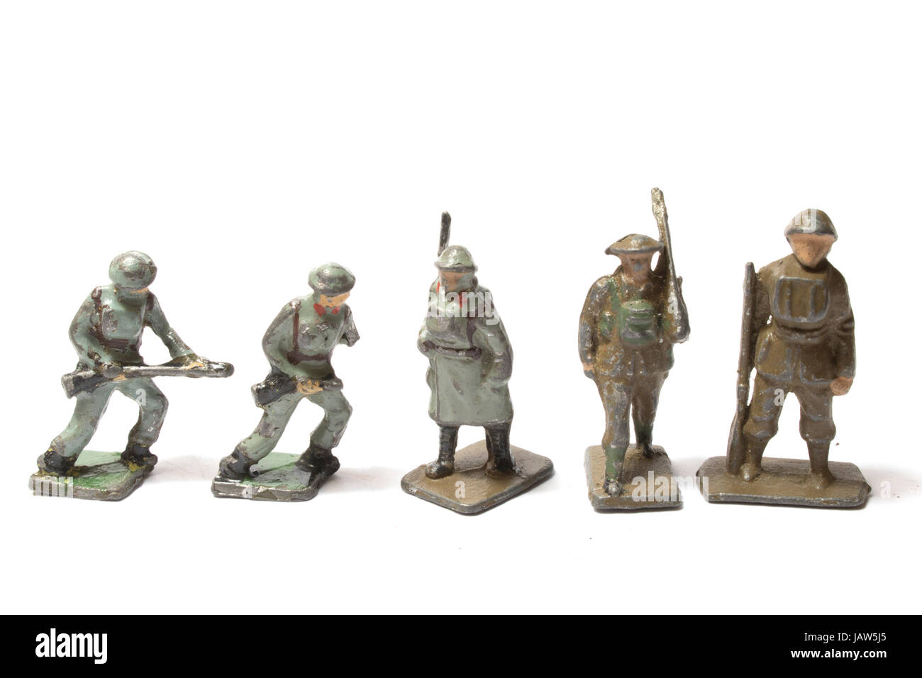 Collection of Tin and Vintage Toy Soldiers Stock Photo