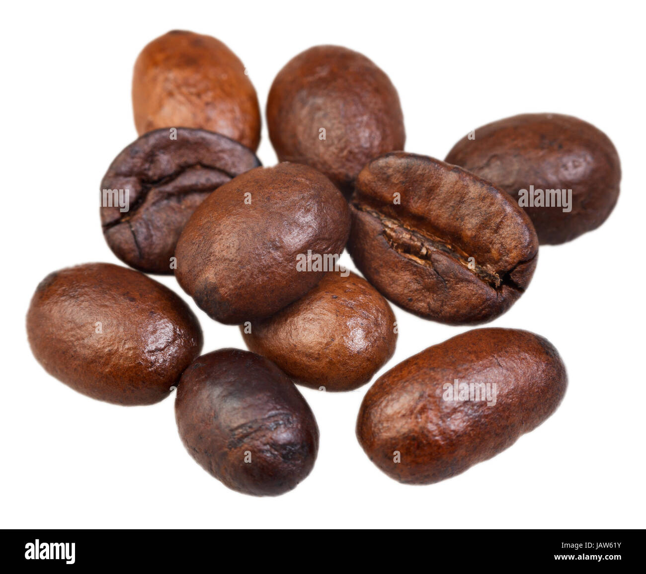 heap of roasted coffee beans isolated on white background Stock Photo ...