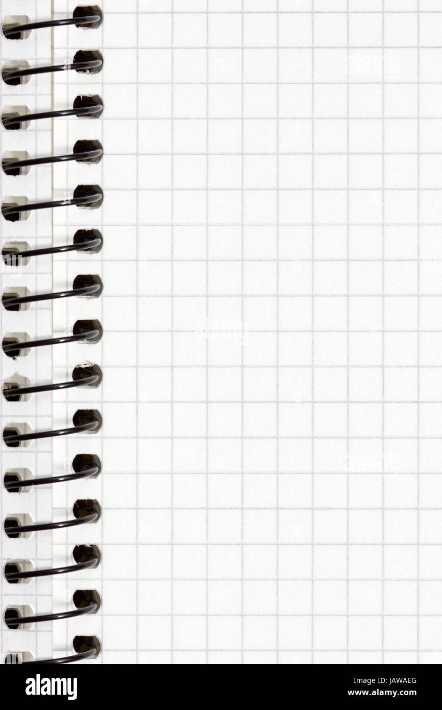 Blank squared page of a spiral notebook Stock Photo