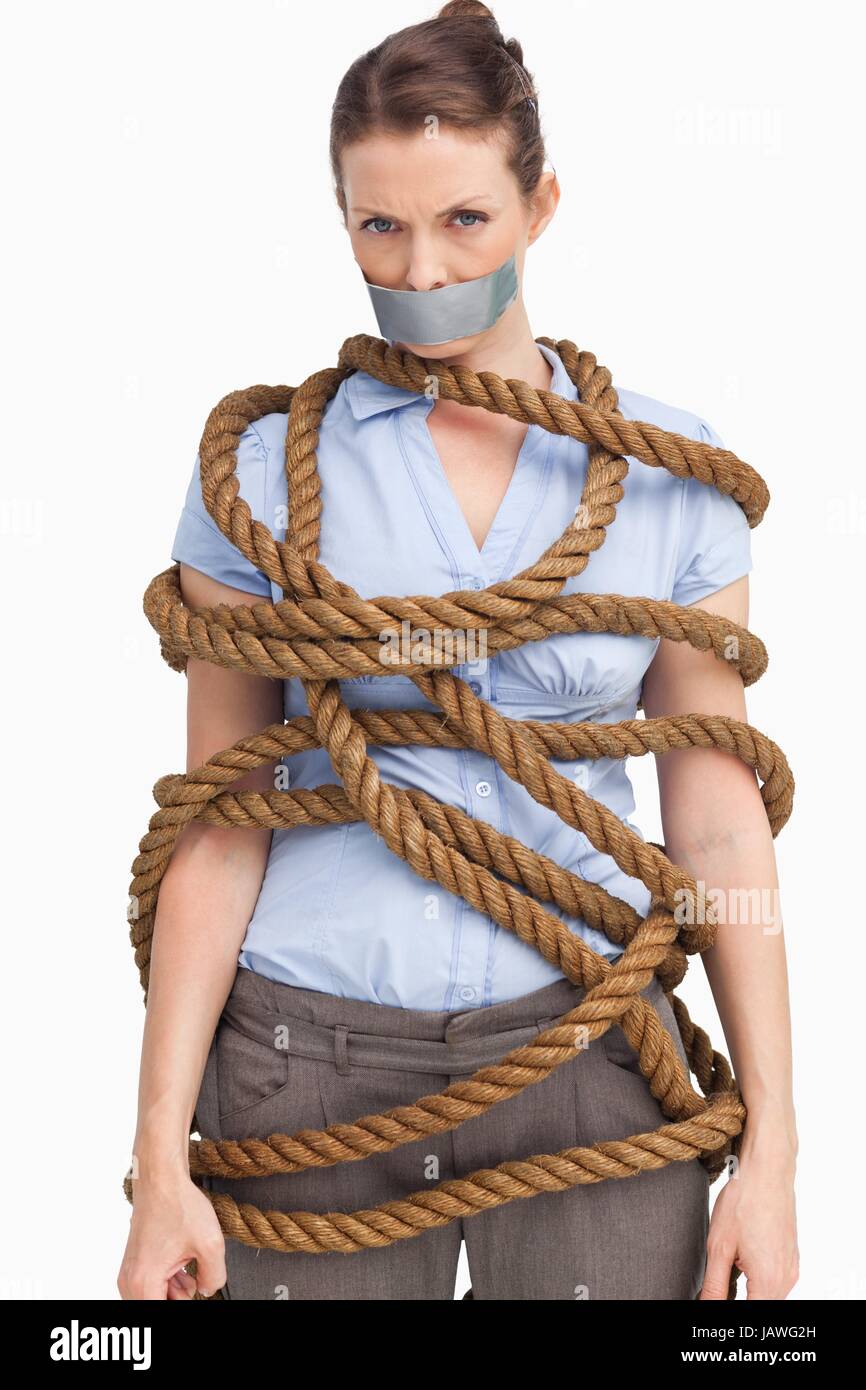 Tied up businesswoman Stock Photo Alamy