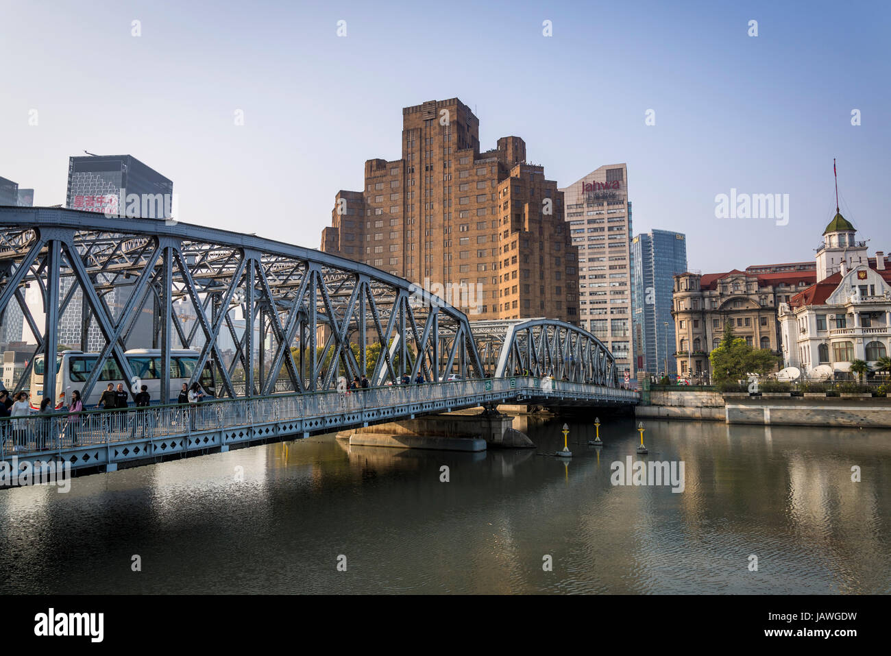 Waibaidu Bridge, called the Garden Bridge in English, is the first all