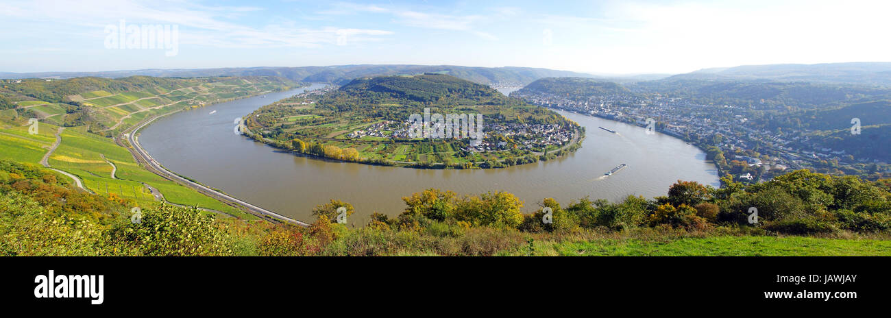 Rhine River in Germany - Central Europe Stock Photo