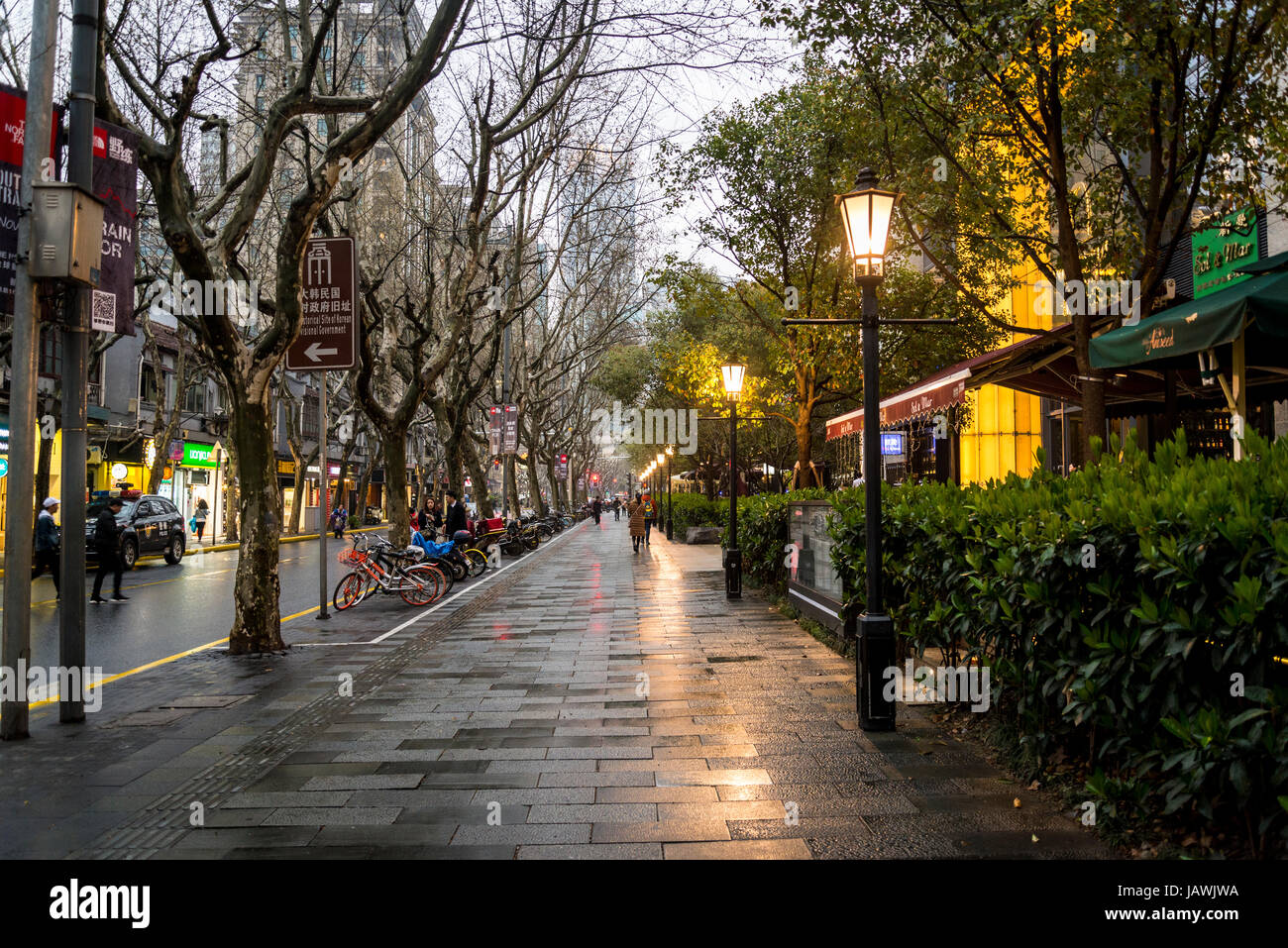 Street in French Concession area, Shanghai, China Stock Photo