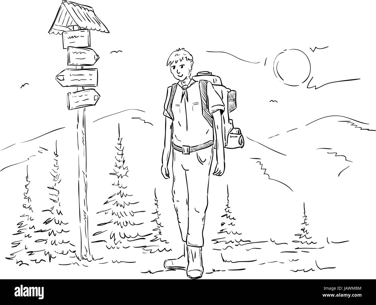 Guy tourist hiker Black and White Stock Photos & Images - Alamy