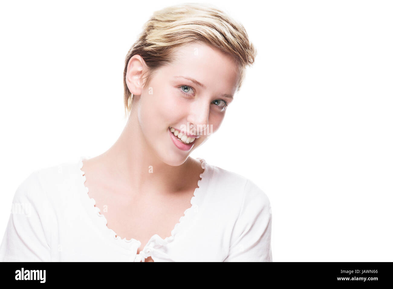  portrait einer lachenden jungen glücklichen frau Stock Photo - Alamy Motiv 