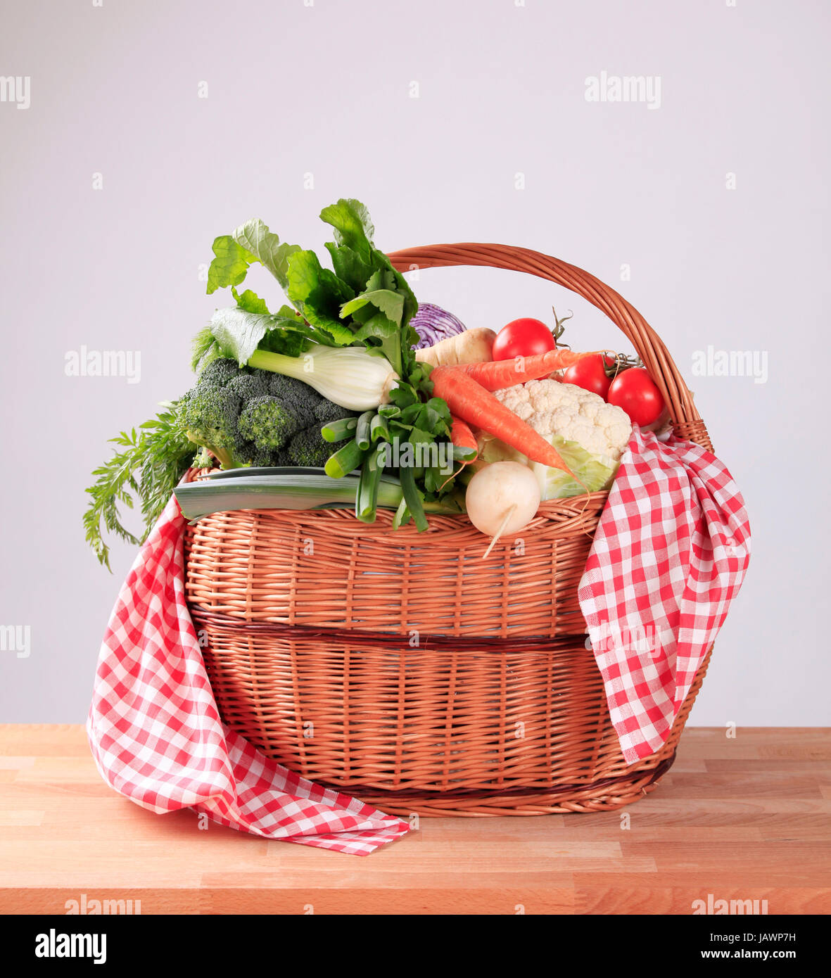 Fresh vegetables in a wicker basket Stock Photo - Alamy