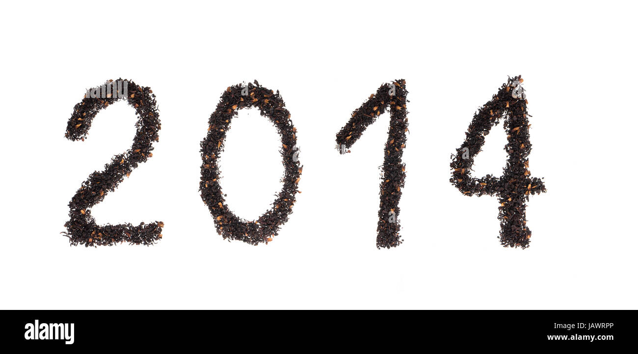 2014 number written with berry's tea leaves Stock Photo - Alamy