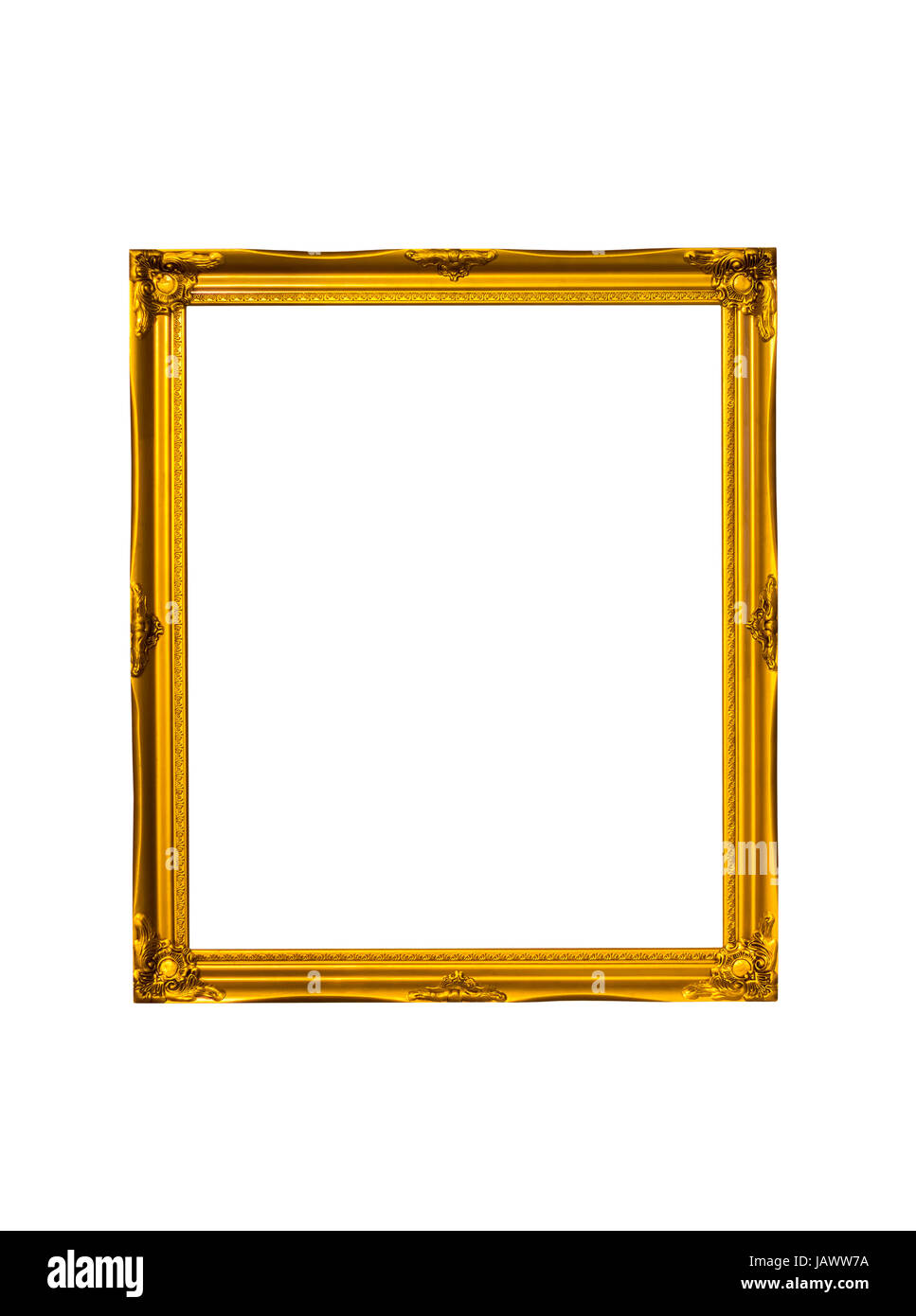 Golden rectangle vintage frame isolated on white background Stock Photo ...